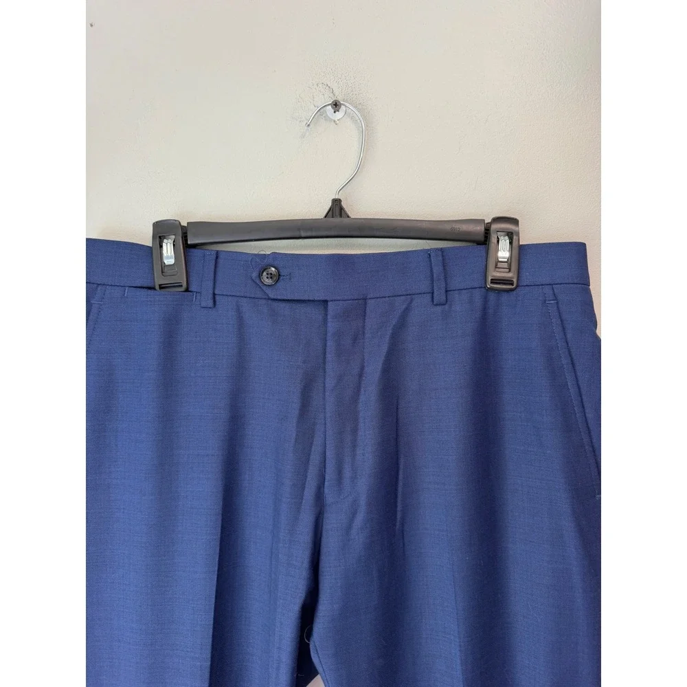 Tommy Hilfiger Mens Blue Wool Blend Flat Front Dress Pants 32R P32R
